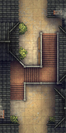 Modular Japanese Alleys & Streets Tileset Battlemap - overhead view tiled courtyard - Digital, Foundry VTT, Print