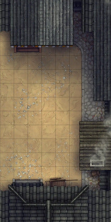 Modular Japanese Alleys & Streets Tileset Battlemap - overhead view courtyard - Digital, Foundry VTT, Print