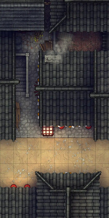 Modular Japanese Alleys & Streets Tileset Battlemap - overhead view japanese-style street - Digital, Foundry VTT, Print