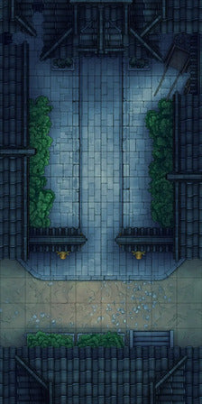 Modular Japanese Alleys & Streets Tileset Battlemap - overhead view cobblestone street - Digital, Foundry VTT, Print