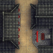 Modular Japanese Alleys & Streets Tileset Battlemap - overhead view japanese-style street - Digital, Foundry VTT, Print