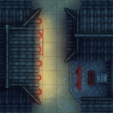 Modular Japanese Alleys & Streets Tileset Battlemap - overhead view narrow alleyway - Digital, Foundry VTT, Print