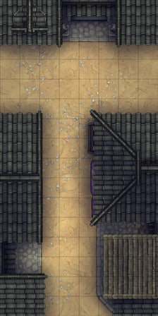 Modular Japanese Alleys & Streets Tileset Battlemap - overhead view tiled street - Digital, Foundry VTT, Print
