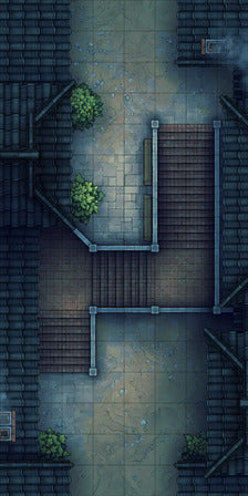 Modular Japanese Alleys & Streets Tileset Battlemap - overhead view cobblestone street - Digital, Foundry VTT, Print
