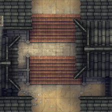 Modular Japanese Alleys & Streets Tileset Battlemap - overhead view tiled rooftop map - Digital, Foundry VTT, Print