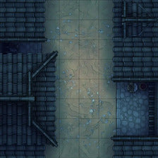 Modular Japanese Alleys & Streets Tileset Battlemap - rainy alleyway battle map - Digital, Foundry VTT, Print