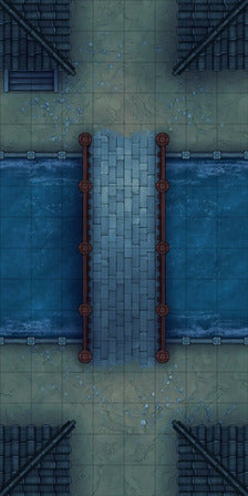 Modular Japanese Alleys & Streets Tileset Battlemap - stone bridge water - Digital, Foundry VTT, Print