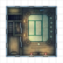 Modular Japanese Castle Interiors Battlemap - square wooden-floored room - Digital, Foundry VTT, Print