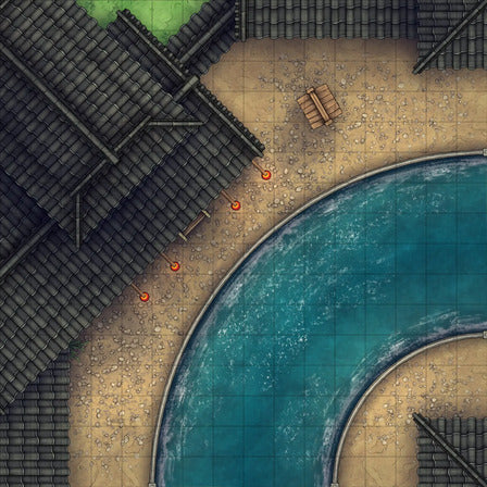 Modular Japanese City Streets Tileset Battlemap - asian-themed battle map - Digital, Foundry VTT, Print