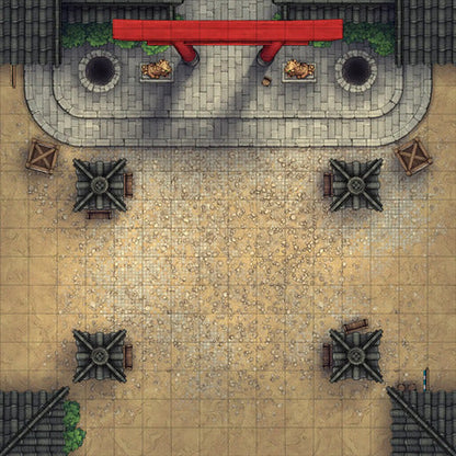 Modular Japanese City Streets Tileset Battlemap - asian-themed courtyard - Digital, Foundry VTT, Print