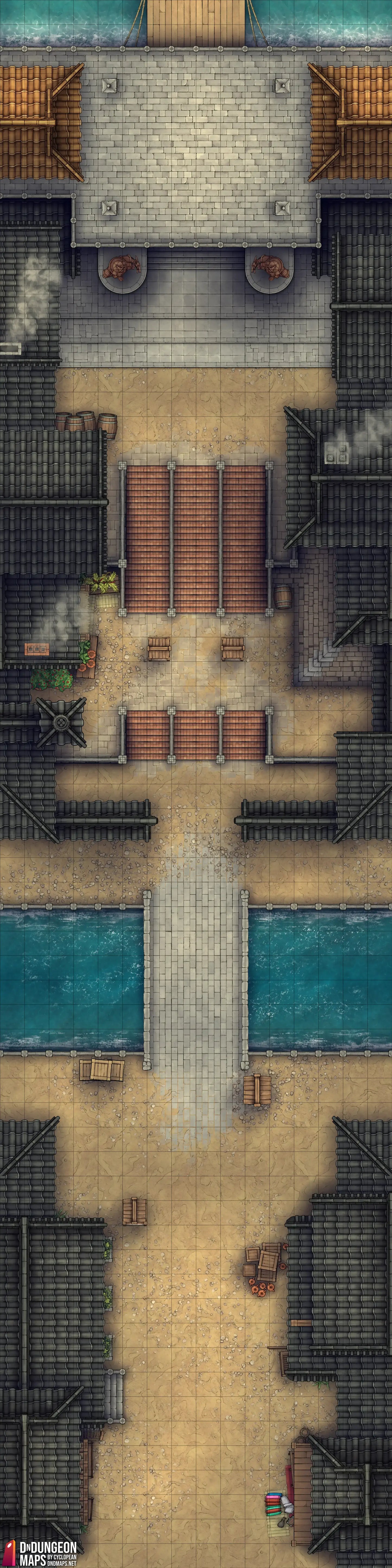 Modular Japanese City Streets Tileset Battlemap - elaborate city map - Digital, Foundry VTT, Print