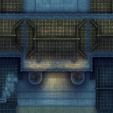 Modular Japanese City Streets Tileset Battlemap - overhead view tiled-roof city - Digital, Foundry VTT, Print