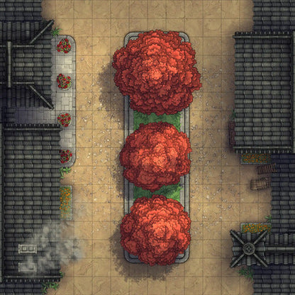 Modular Japanese City Streets Tileset Battlemap - overhead view town street - Digital, Foundry VTT, Print