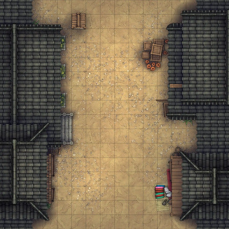 Modular Japanese City Streets Tileset Battlemap - overhead view town square - Digital, Foundry VTT, Print