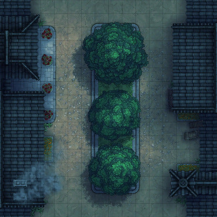 Modular Japanese City Streets Tileset Battlemap - overhead view town square - Digital, Foundry VTT, Print