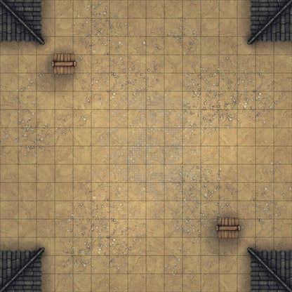 Modular Japanese City Streets Tileset Battlemap - square grid battle map - Digital, Foundry VTT, Print