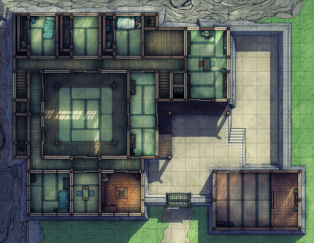 Modular Ninja Dojo & Japanese Room Tileset Battlemap - detailed floor plan - Digital, Foundry VTT, Print