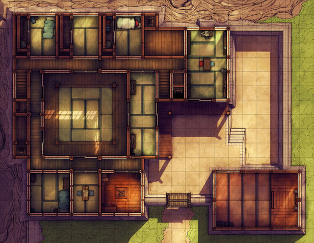Modular Ninja Dojo & Japanese Room Tileset Battlemap - top-down floor plan - Digital, Foundry VTT, Print