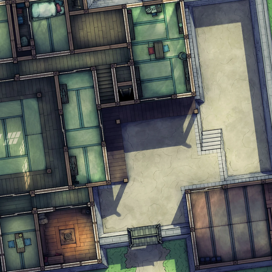 Modular Ninja Dojo & Japanese Room Tileset Battlemap - top-down map - Digital, Foundry VTT, Print