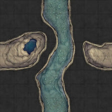 Modular Thousand-Statue Caves Tileset Battlemap - cave-flanked river map - Digital, Foundry VTT, Print