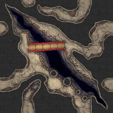 Modular Thousand-Statue Caves Tileset Battlemap - cave map bridge - Digital, Foundry VTT, Print