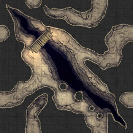 Modular Thousand-Statue Caves Tileset Battlemap - cave map bridge dark chasm - Digital, Foundry VTT, Print