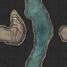 Modular Thousand-Statue Caves Tileset Battlemap - cave river map - Digital, Foundry VTT, Print