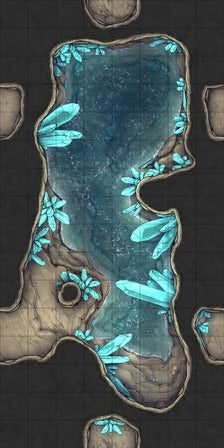 Modular Thousand-Statue Caves Tileset Battlemap - crystal-lined cavern pool - Digital, Foundry VTT, Print