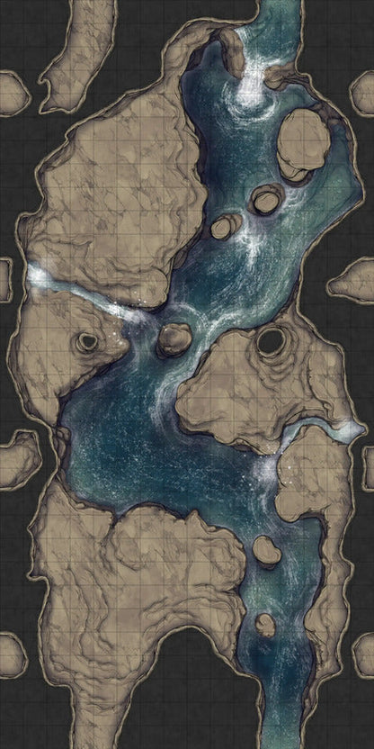 Modular Thousand-Statue Caves Tileset Battlemap - fantasy river map - Digital, Foundry VTT, Print