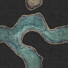Modular Thousand-Statue Caves Tileset Battlemap - shallow river - Digital, Foundry VTT, Print