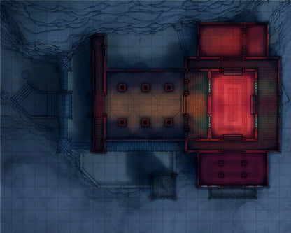 Mountain Monk Monastery Battlemap - overhead view complex - Digital, Foundry VTT, Print