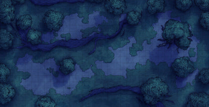 Old Mountain Ruins Battlemap - dark forested battle map - Digital, Foundry VTT, Print