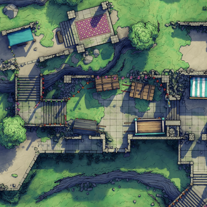 Old Mountain Ruins Battlemap - fantasy town map - Digital, Foundry VTT, Print