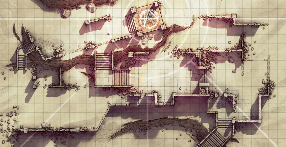 Old Mountain Ruins Battlemap - ruined fantasy battle map - Digital, Foundry VTT, Print