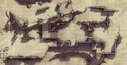 Old Mountain Ruins Battlemap - ruined stone battle map - Digital, Foundry VTT, Print