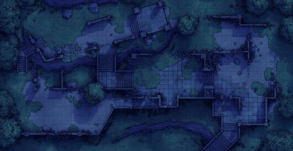 Old Mountain Ruins Battlemap - ruined stone structures - Digital, Foundry VTT, Print