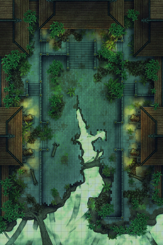 Palace Courtyard Battlemap - green brown wooden garden bench - Digital, Foundry VTT, Print