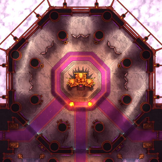 Palace Throne Room Battlemap - purple gold ornate octagonal table - Digital, Foundry VTT, Print