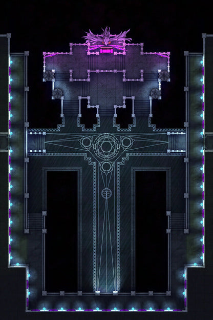 Phoenix King’s Throne Room Battlemap - elaborate symmetrical illuminated blueprint - Digital, Foundry VTT, Print