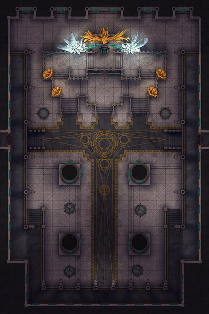 Phoenix King’s Throne Room Battlemap - ornate temple battle map - Digital, Foundry VTT, Print