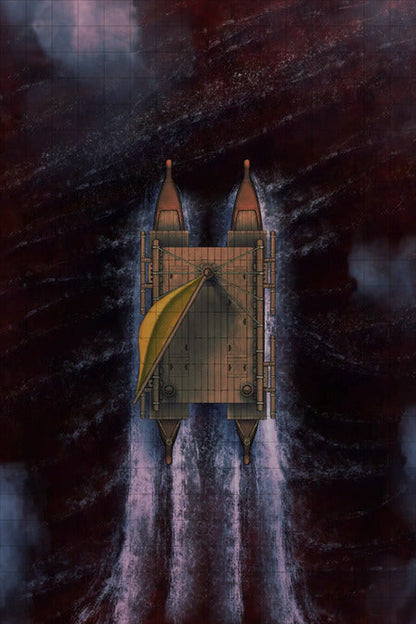 Polynesian Catamaran Canoe Battlemap - top-down view vessel - Digital, Foundry VTT, Print