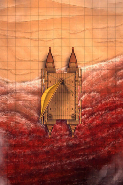 Polynesian Catamaran Canoe Battlemap - wooden boat sail - Digital, Foundry VTT, Print