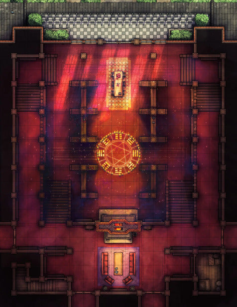 Scarlet Devil Mansion Ballroom & Library Battlemap - magical circle - Digital, Foundry VTT, Print