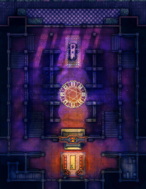 Scarlet Devil Mansion Ballroom & Library Battlemap - magical clock - Digital, Foundry VTT, Print