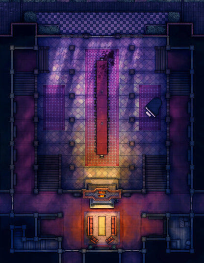 Scarlet Devil Mansion Ballroom & Library Battlemap - ornate banquet hall - Digital, Foundry VTT, Print