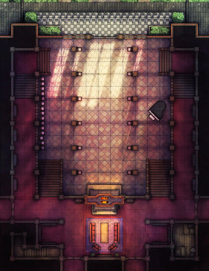 Scarlet Devil Mansion Ballroom & Library Battlemap - ornate cathedral interior - Digital, Foundry VTT, Print