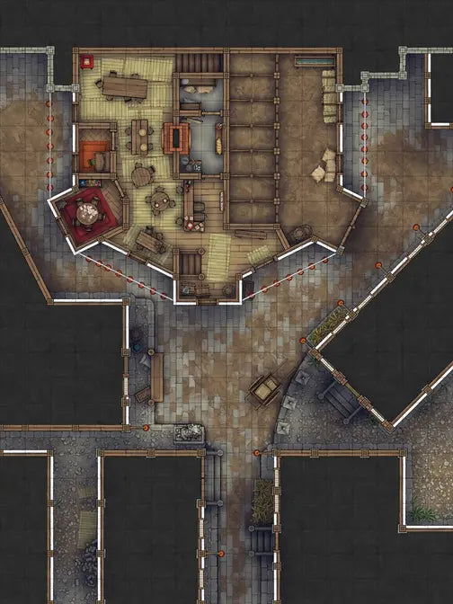 Silk Pony Inn Battlemap - detailed floor plan - Digital, Foundry VTT, Print