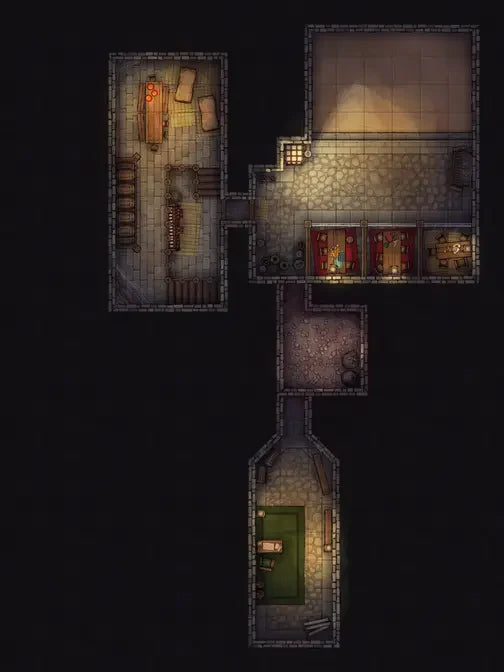 Silk Pony Inn Battlemap - dungeon map layout - Digital, Foundry VTT, Print