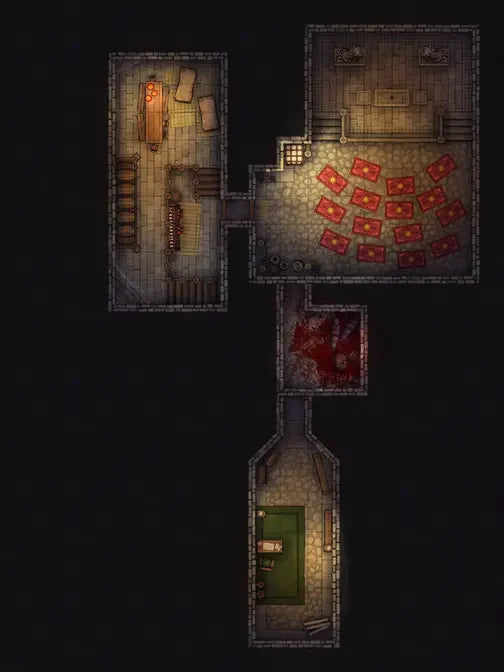 Silk Pony Inn Battlemap - dungeon map multiple rooms - Digital, Foundry VTT, Print