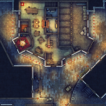 Silk Pony Inn Battlemap - fantasy floorplan - Digital, Foundry VTT, Print